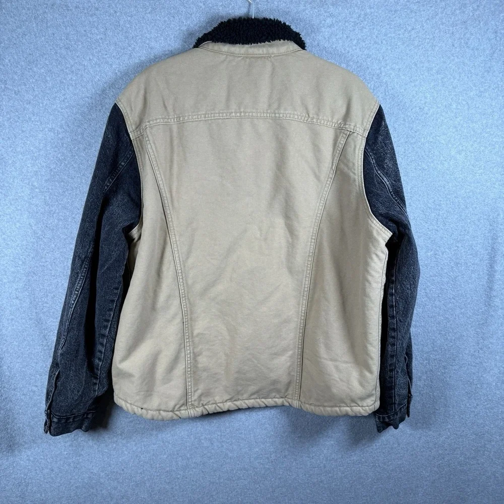 Levi's Premium Sherpa Jacket Fresh Leaves Tan Black Men L Justin Timberlake